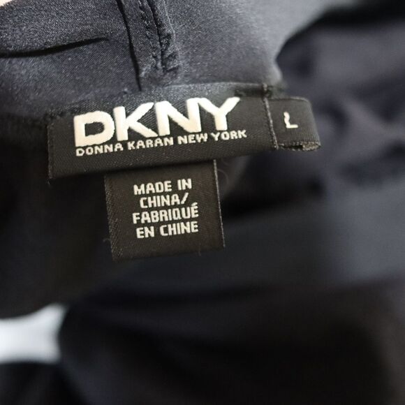 DKNY Black Blouse with Ribbon Flower Detail Business casual LARGE - Picture 10 of 11